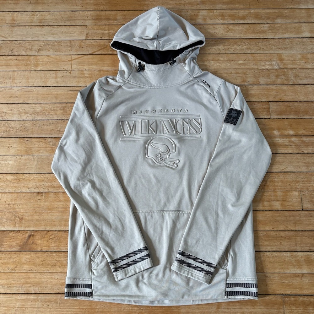 UNRL x Minnesota Vikings Crossover Hoodie No. 2 Mens M Beige NFL Football $108